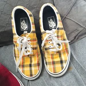 Vans Era Plaid Yellow Sneakers Shoes 9.0 W 7.5 M